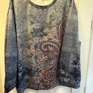 SHEIN Blue and Orange Floral Top